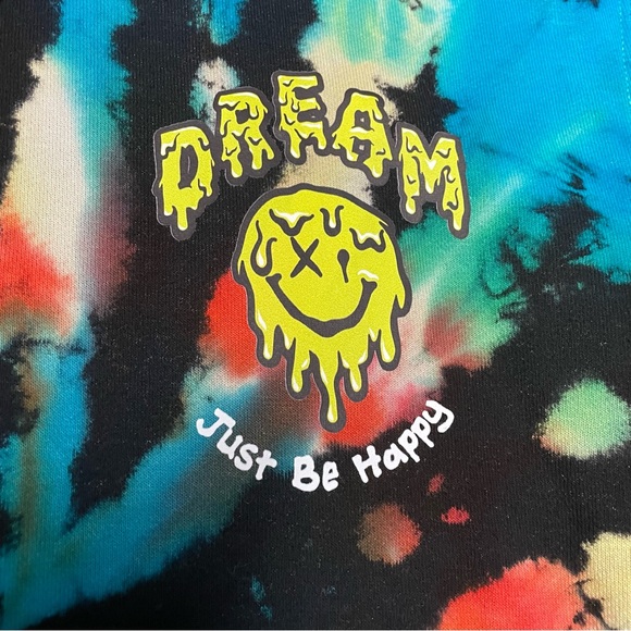NWOT DREAM “Just Be Happy” Tie Dye Variant Hoodie Sz M - Picture 2 of 5